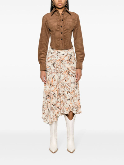 Isabel Marant graphic-print asymmetric silk midi skirt outlook