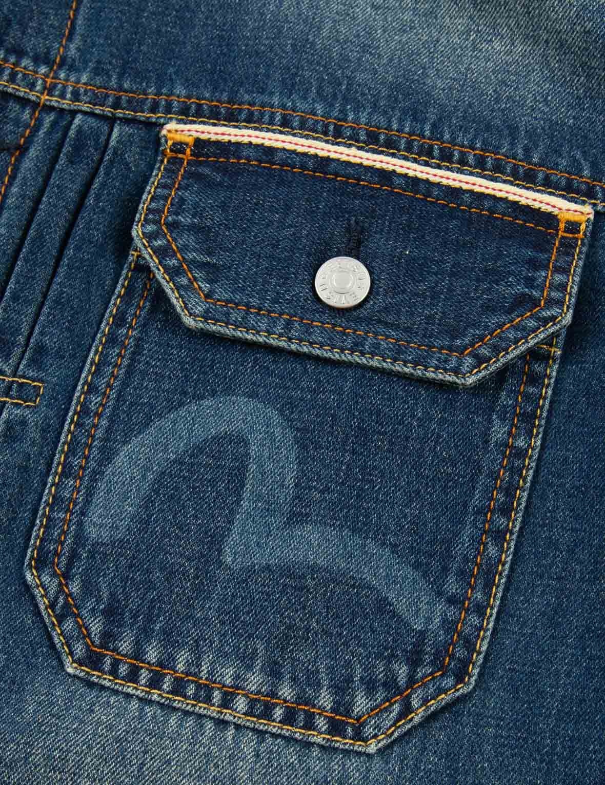 DAICOCK DISCHARGED PRINT AND STITCHING DENIM JACKET - 8