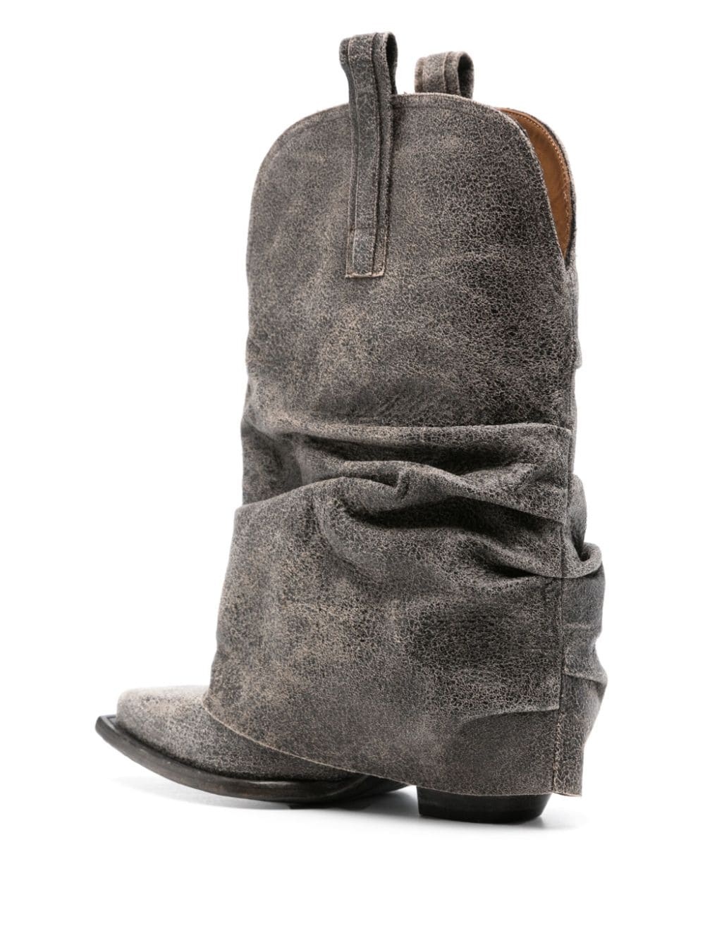 cracked-effect leather boots - 3