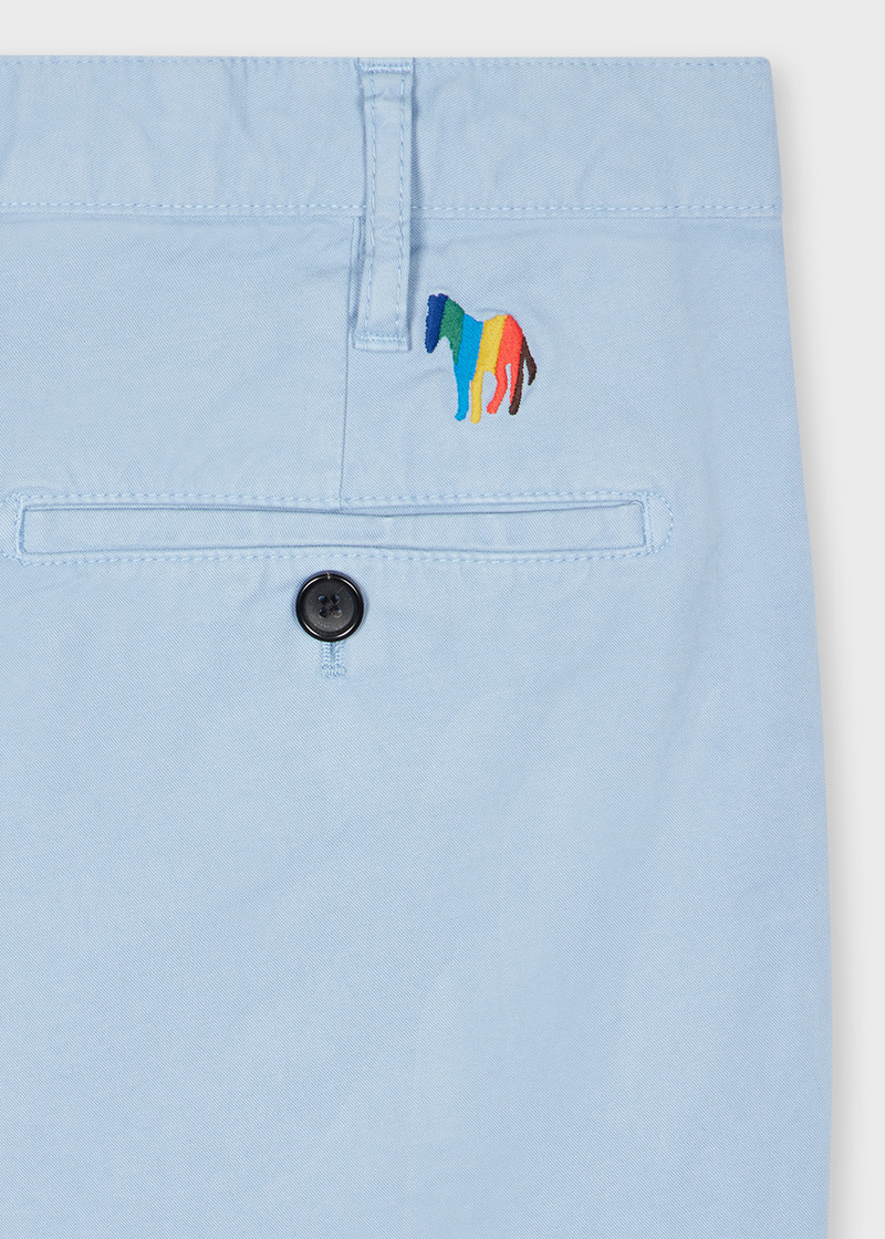 Paul Smith Light Blue Cotton-Twill 'Broad Stripe Zebra' Shorts outlook