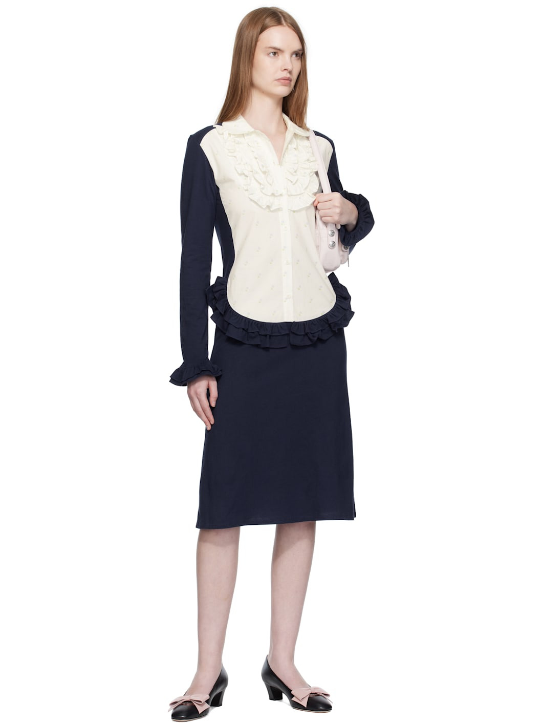 Navy & White Chan Midi Dress - 4