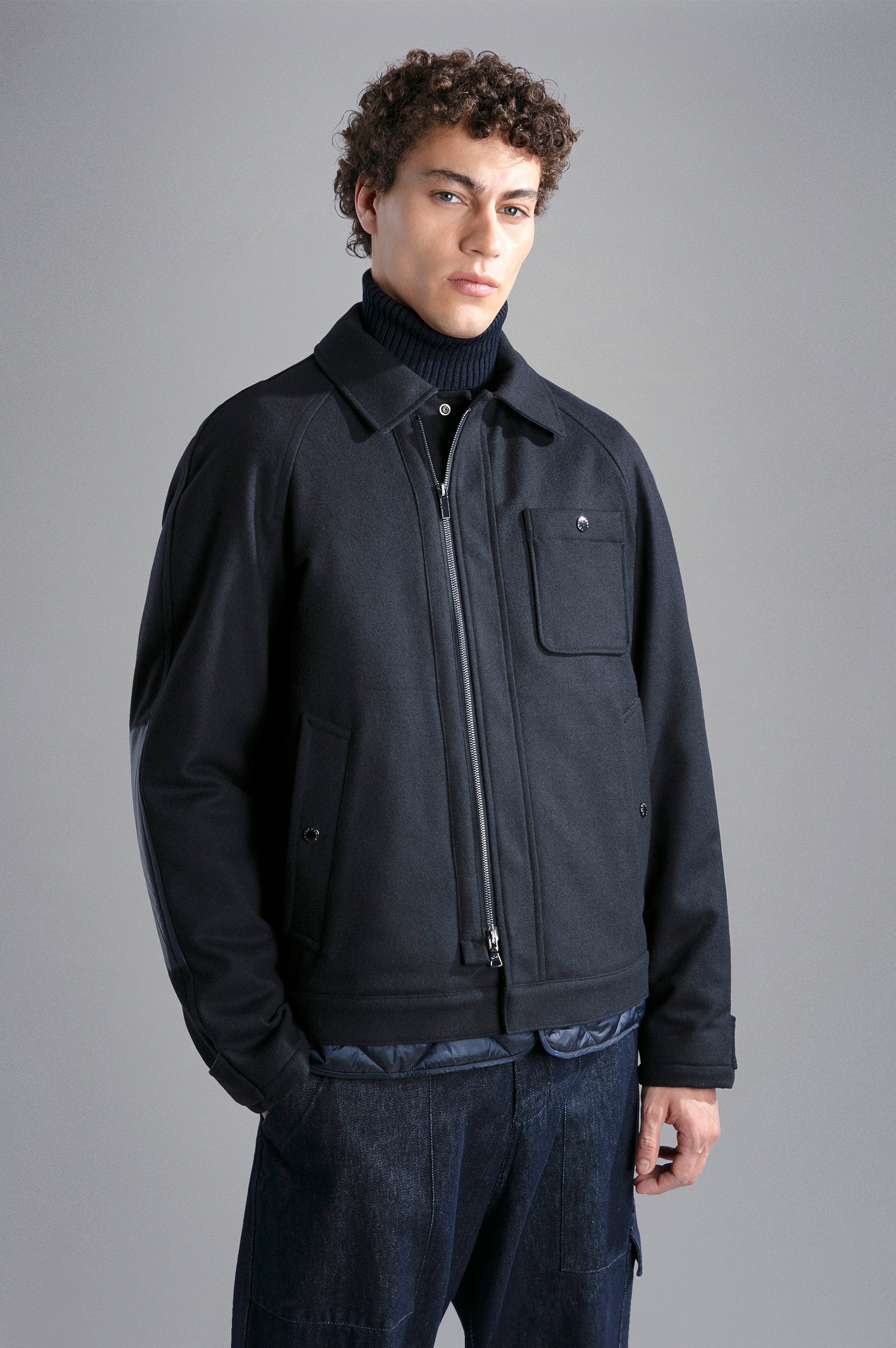 RE-WOOL JACKET WITH IRIDESCENT NYLON LINING - 8