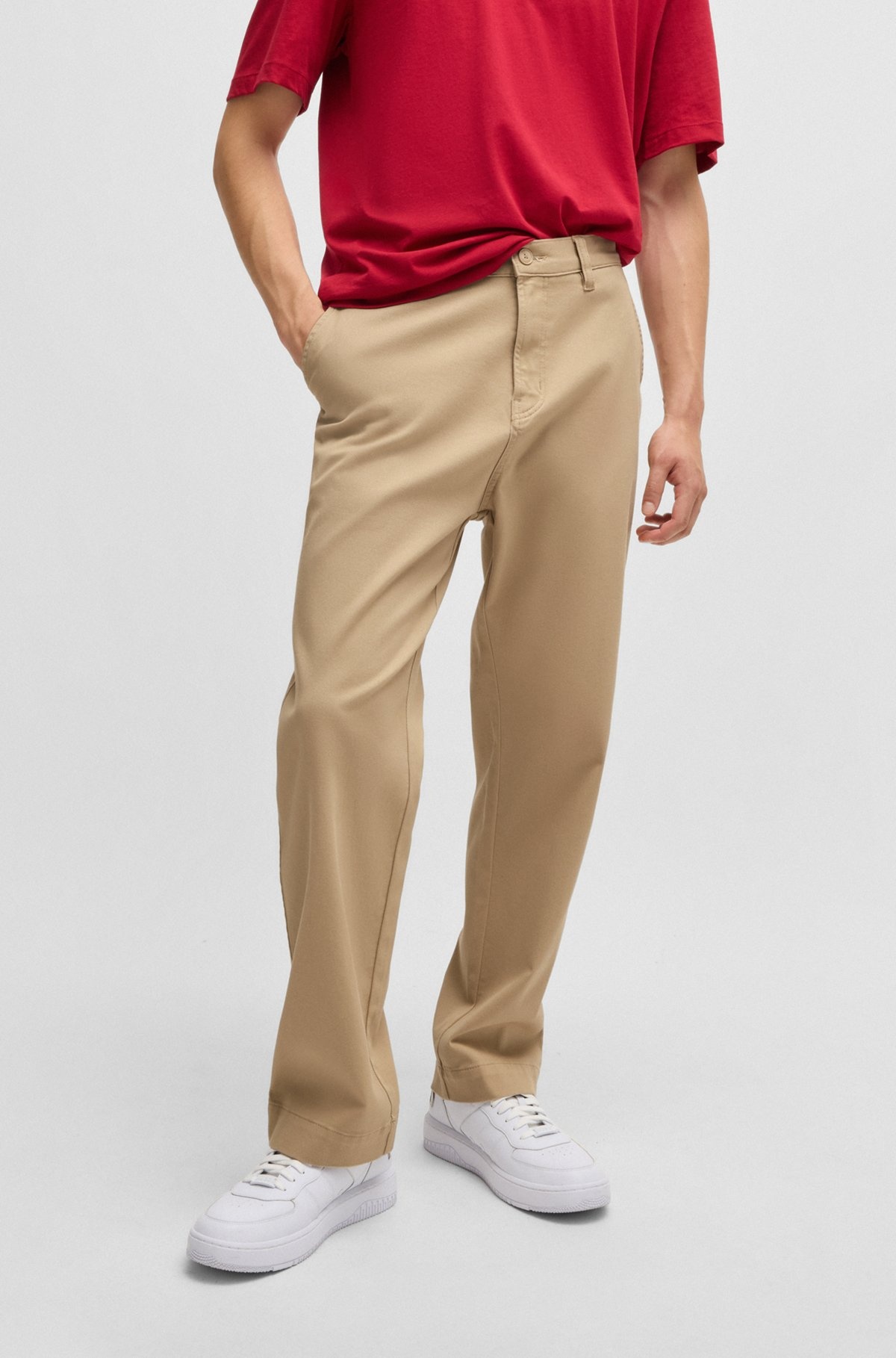 REGULAR-FIT TROUSERS IN COTTON TWILL WITH SIGNATURE LABEL - 2