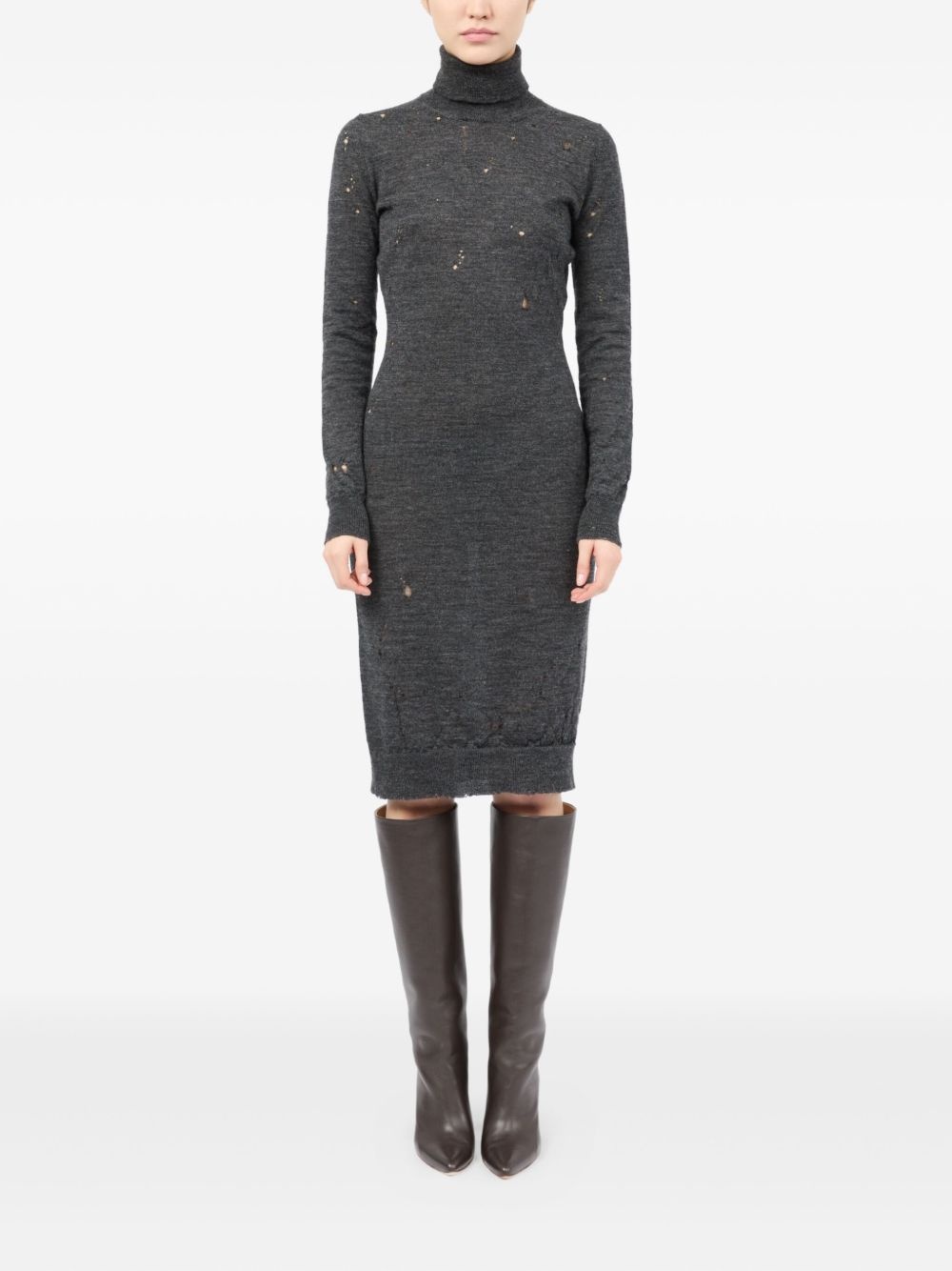 turtleneck ribbed dress - 2