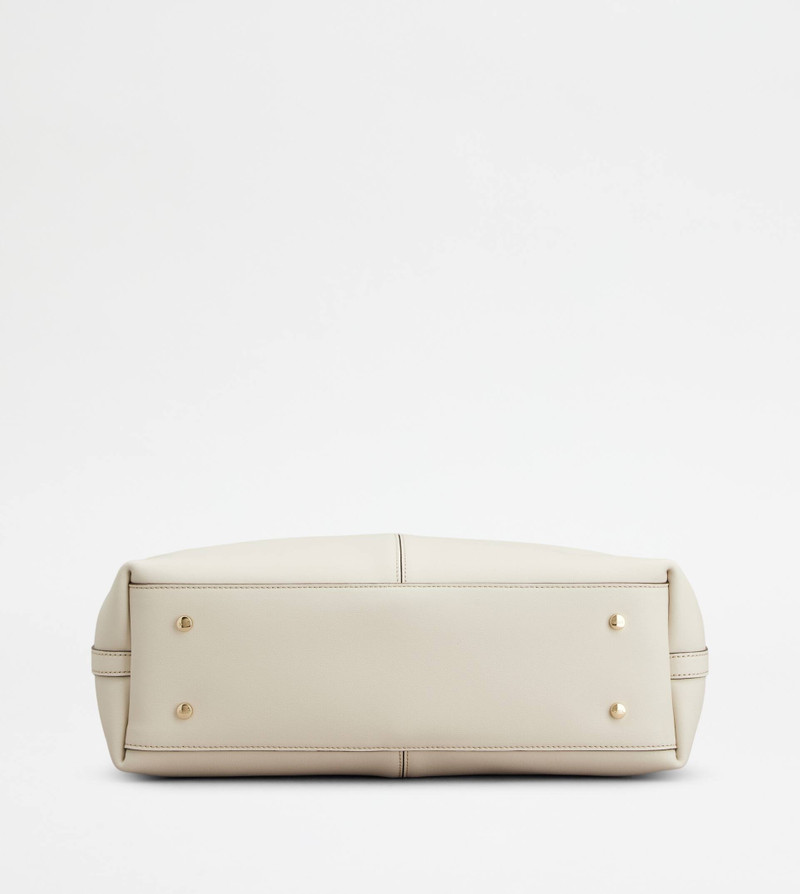 SHOPPING BAG IN LEATHER MEDIUM-SMALL - WHITE 3