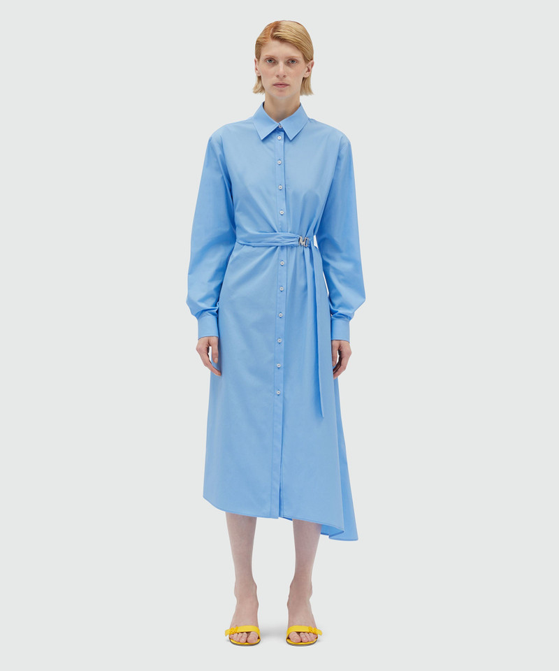 MSGM Light blue poplin shirt dress with "TheMwave" buckle outlook