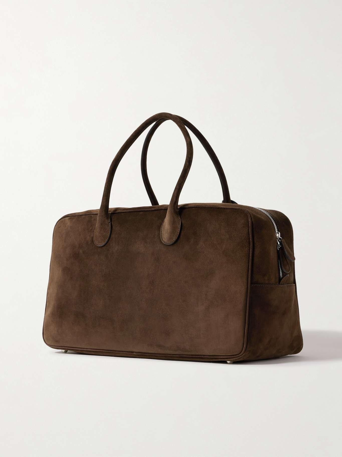 Brigitte large leather-trimmed suede tote Brown - 3