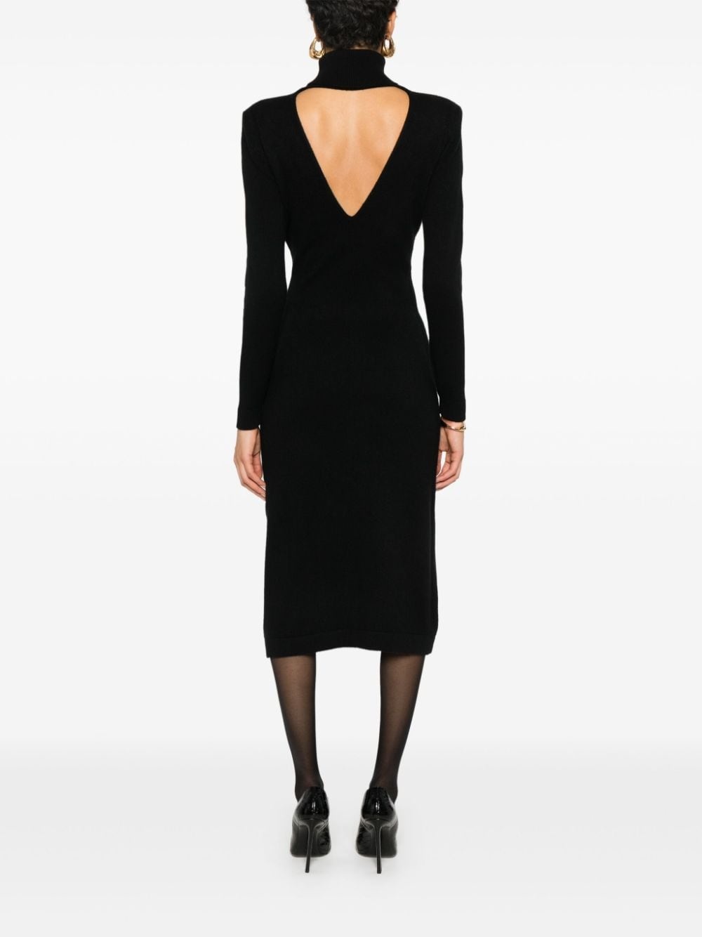 cut-out cashmere midi dress - 4