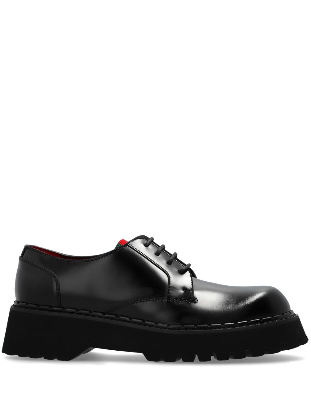 ribbon-stripe leather derby shoes - 1