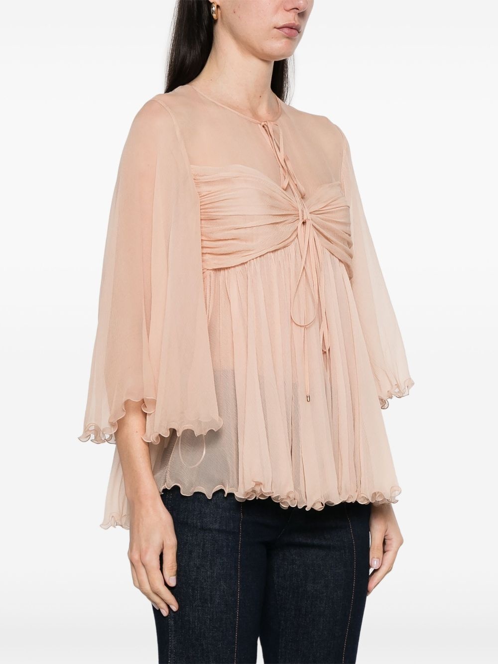 pleated silk top - 3