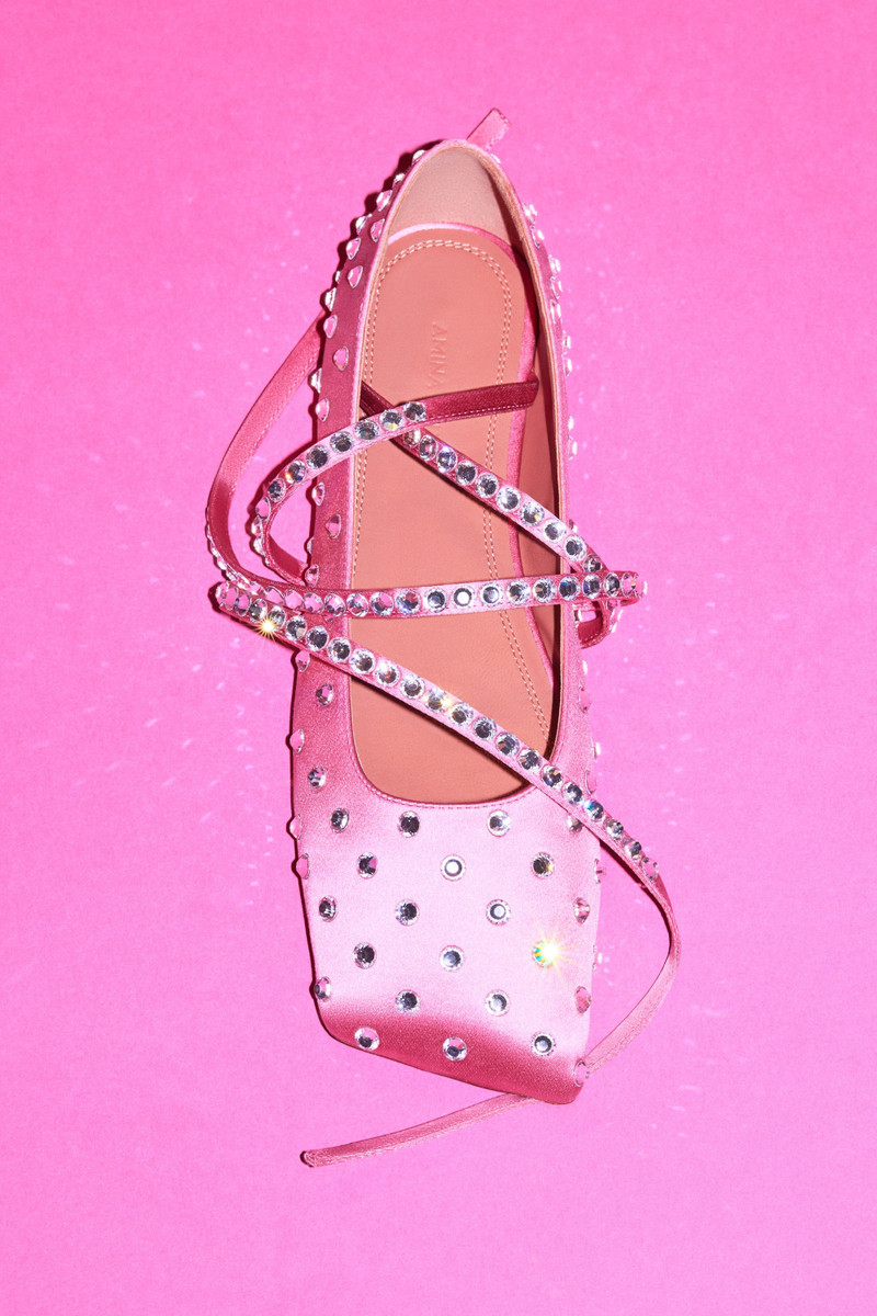 ANE CRYSTAL LACE UP FLAT MARSHMALLOW SATIN 4