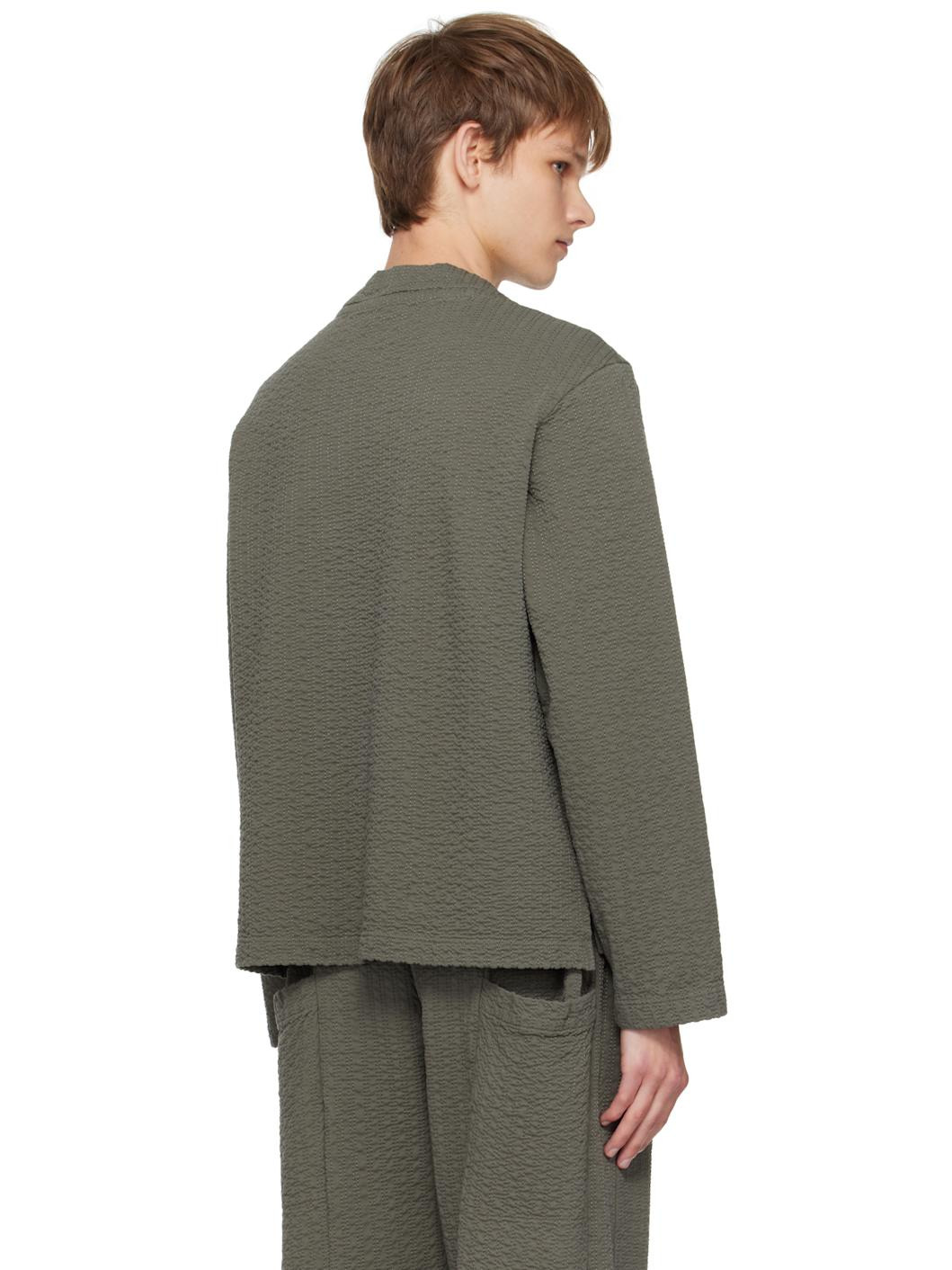 Khaki Embroidered Linestitch Smock T-shirt - 3