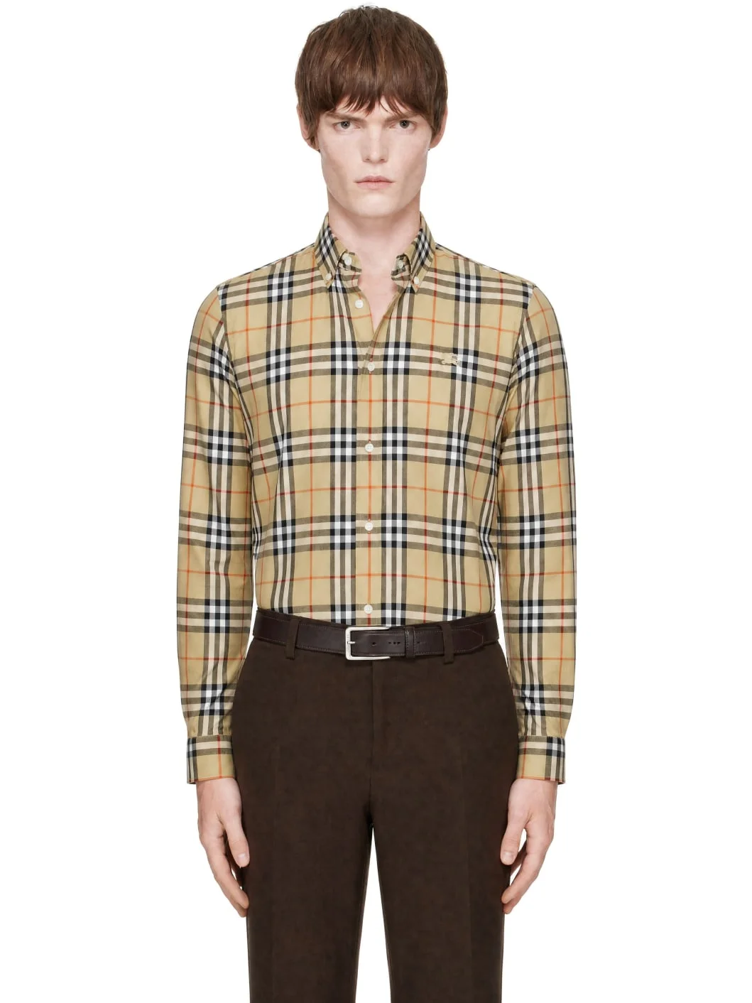 Beige Relaxed Fit Check Cotton Shirt - 1