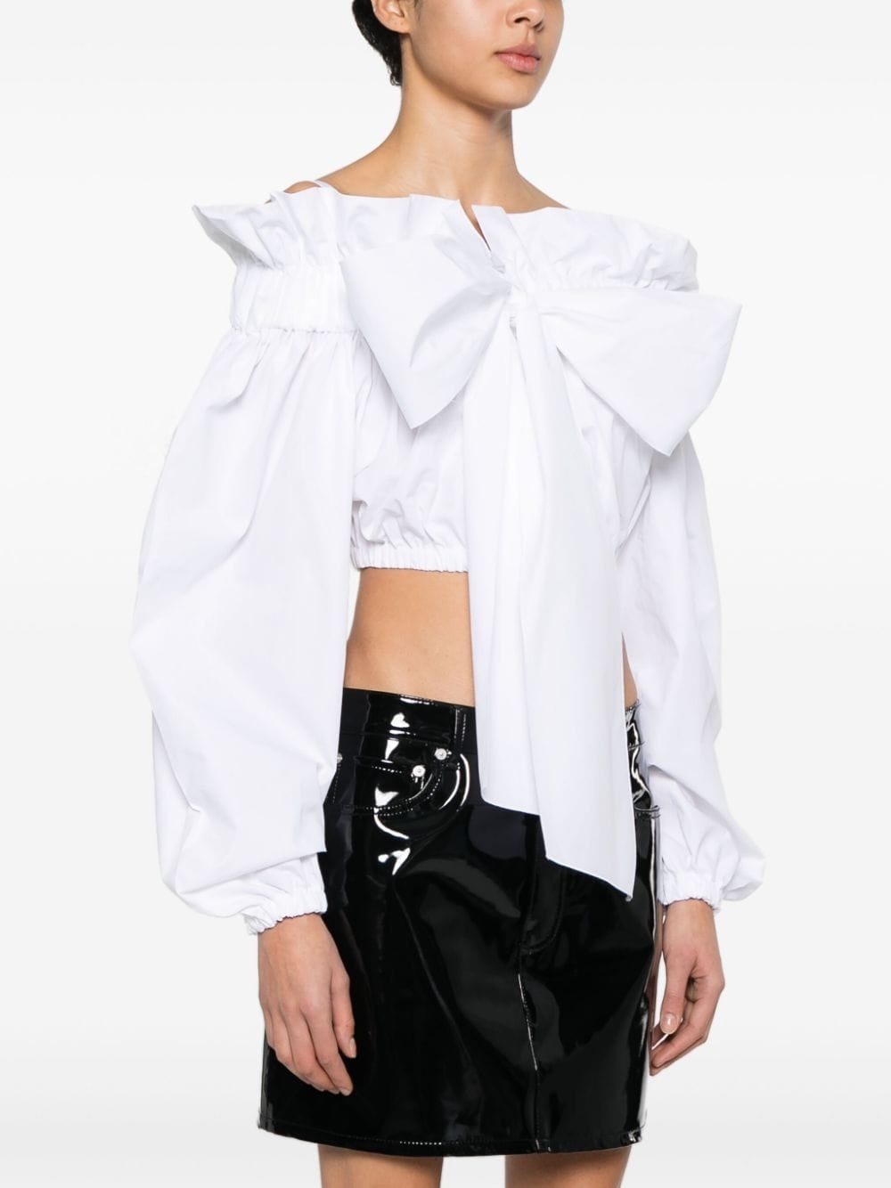 bow-detail cotton crop top - 3