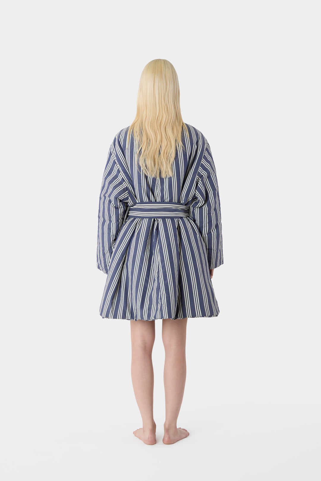 BLANKET COAT / off white & dark navy - 4
