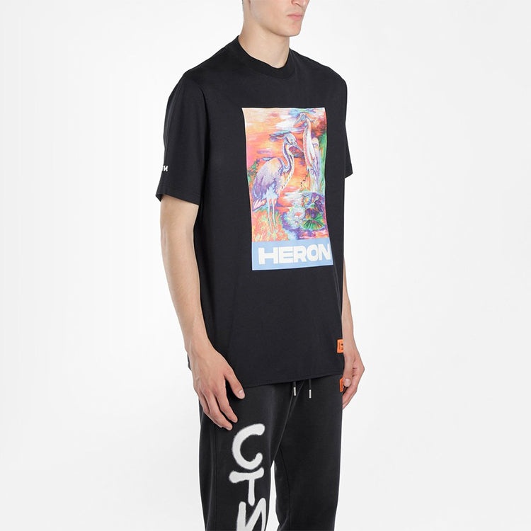 HERON PRESTON SS20 Painting Logo Printing Short Sleeve Unisex Black HMAA013S209140211088 - 6