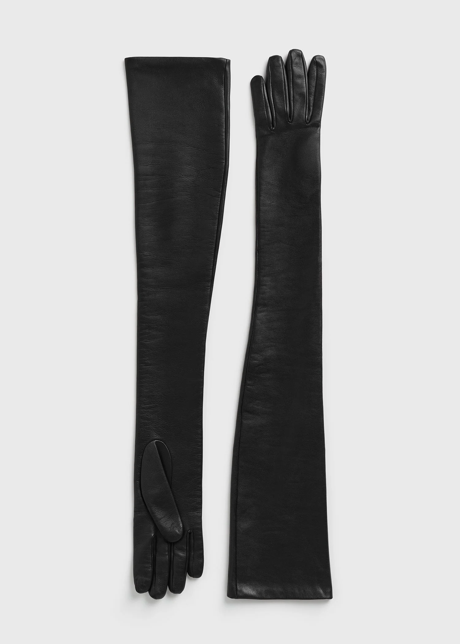 Extra-long leather gloves black - 1