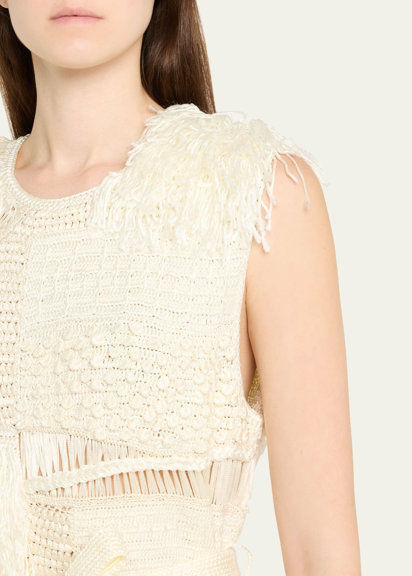 Laia Patchwork Mixed-Knit Sleeveless Top With Belt - 5