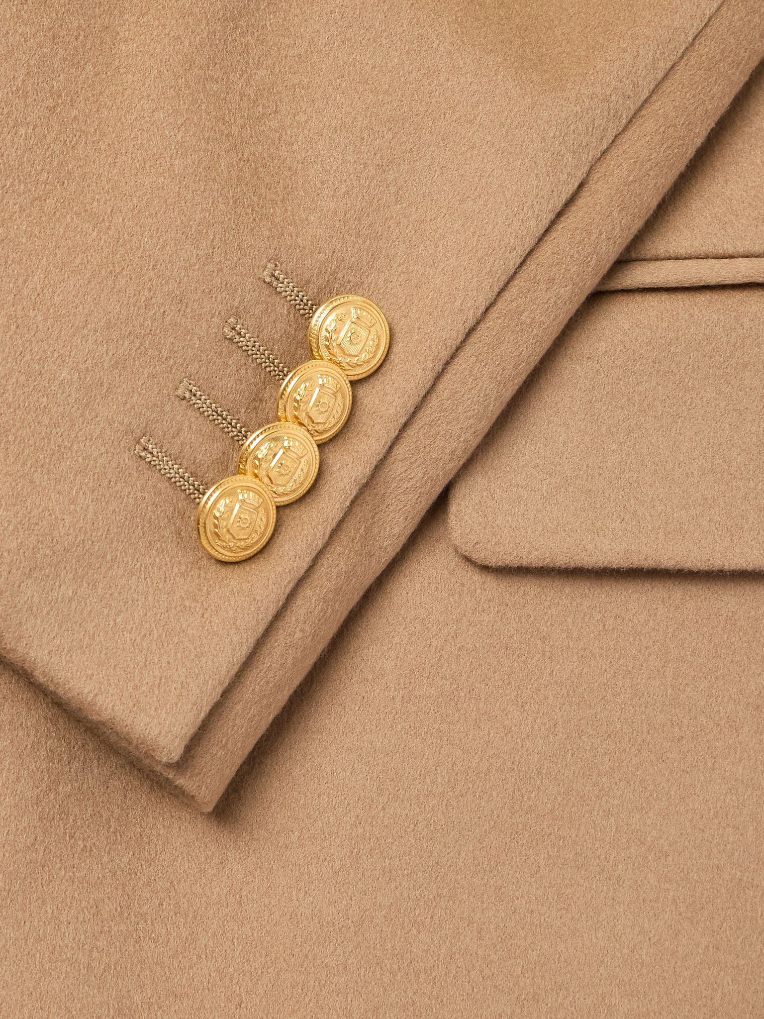 Double-Breasted Virgin Wool Blazer Beige - 4