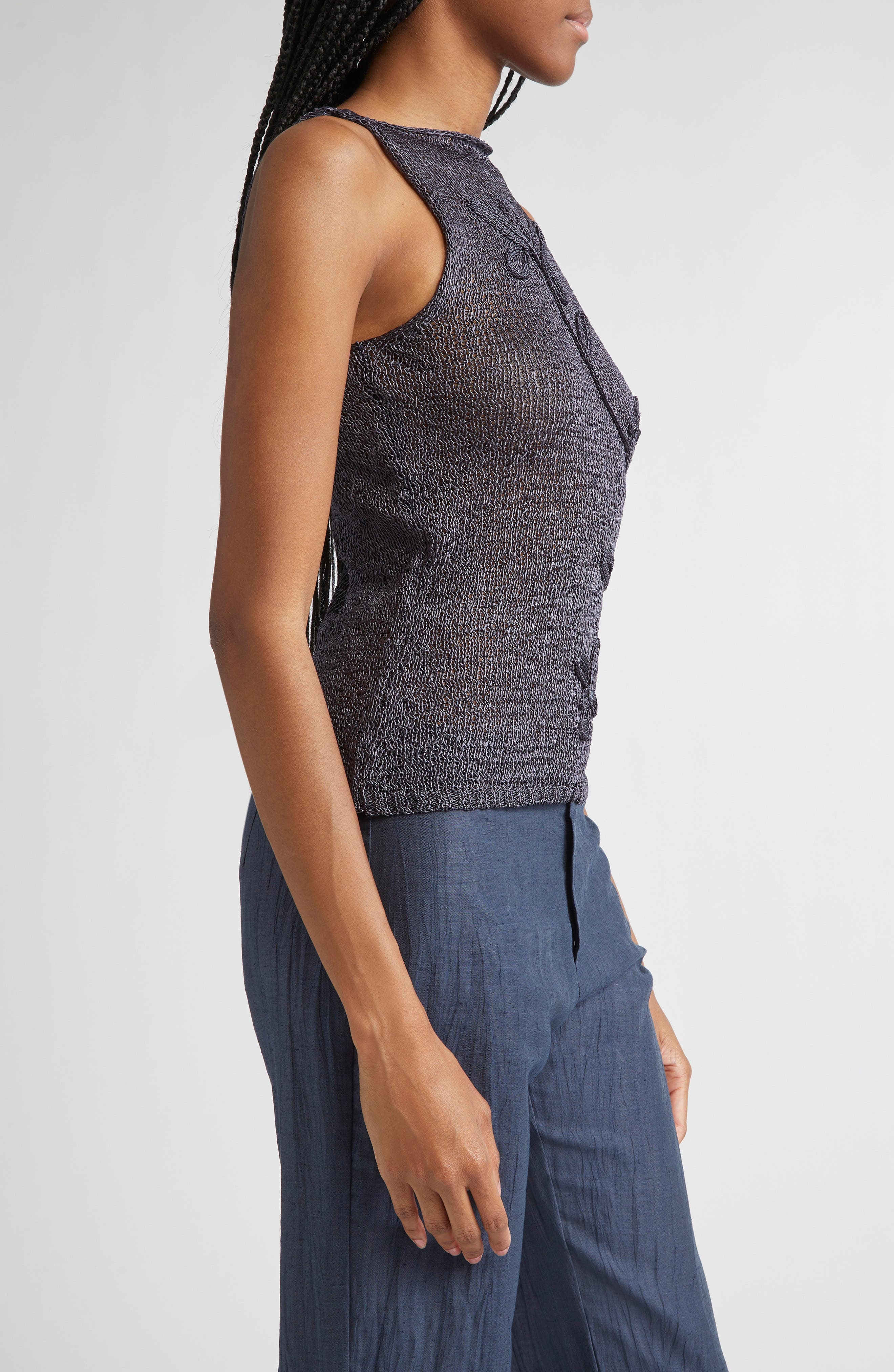 Paloma Wool Skipp Floral Embroidered Sleeveless Top in Dark Grey at Nordstrom - 4