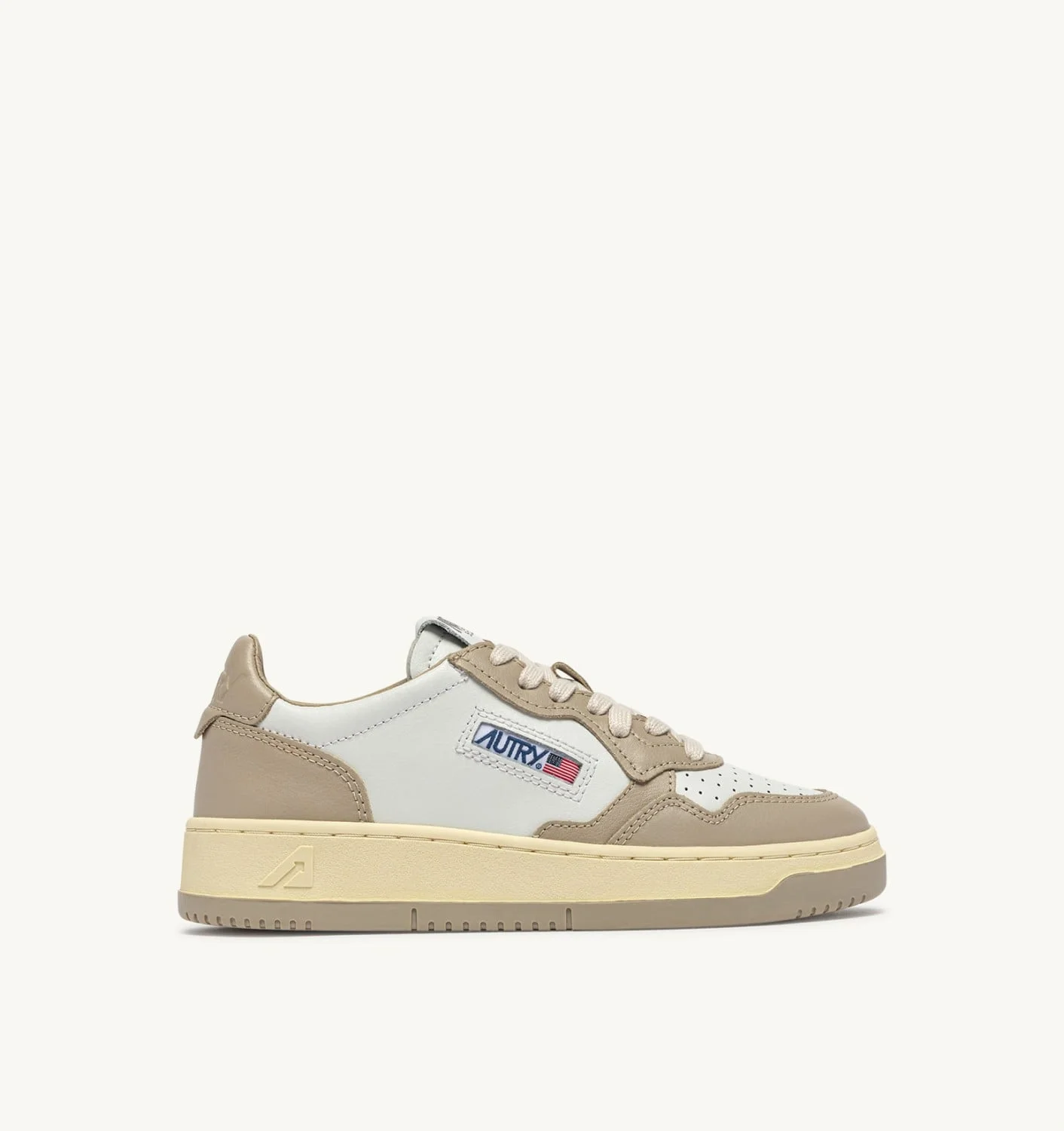 MEDALIST LOW BICOLOR SNEAKERS IN WHITE AND FEATHER GRAY LEATHER - 1
