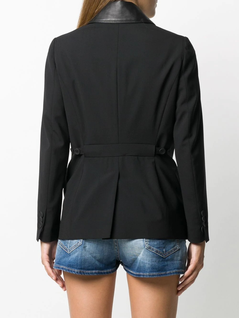 leather trim fitted zipped jacket - 4