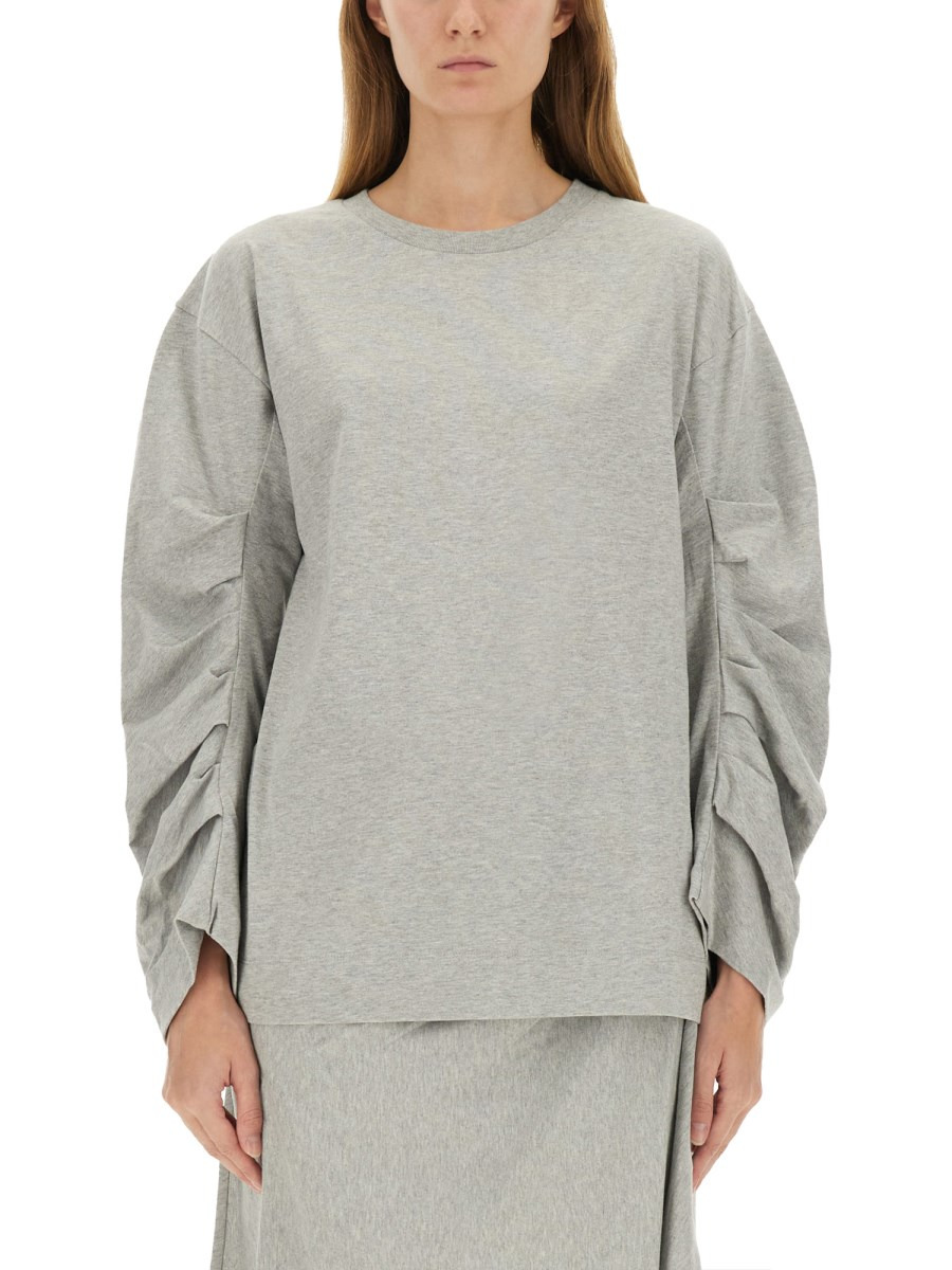 HEYNAS T-SHIRT WITH DRAPED SLEEVES - 1