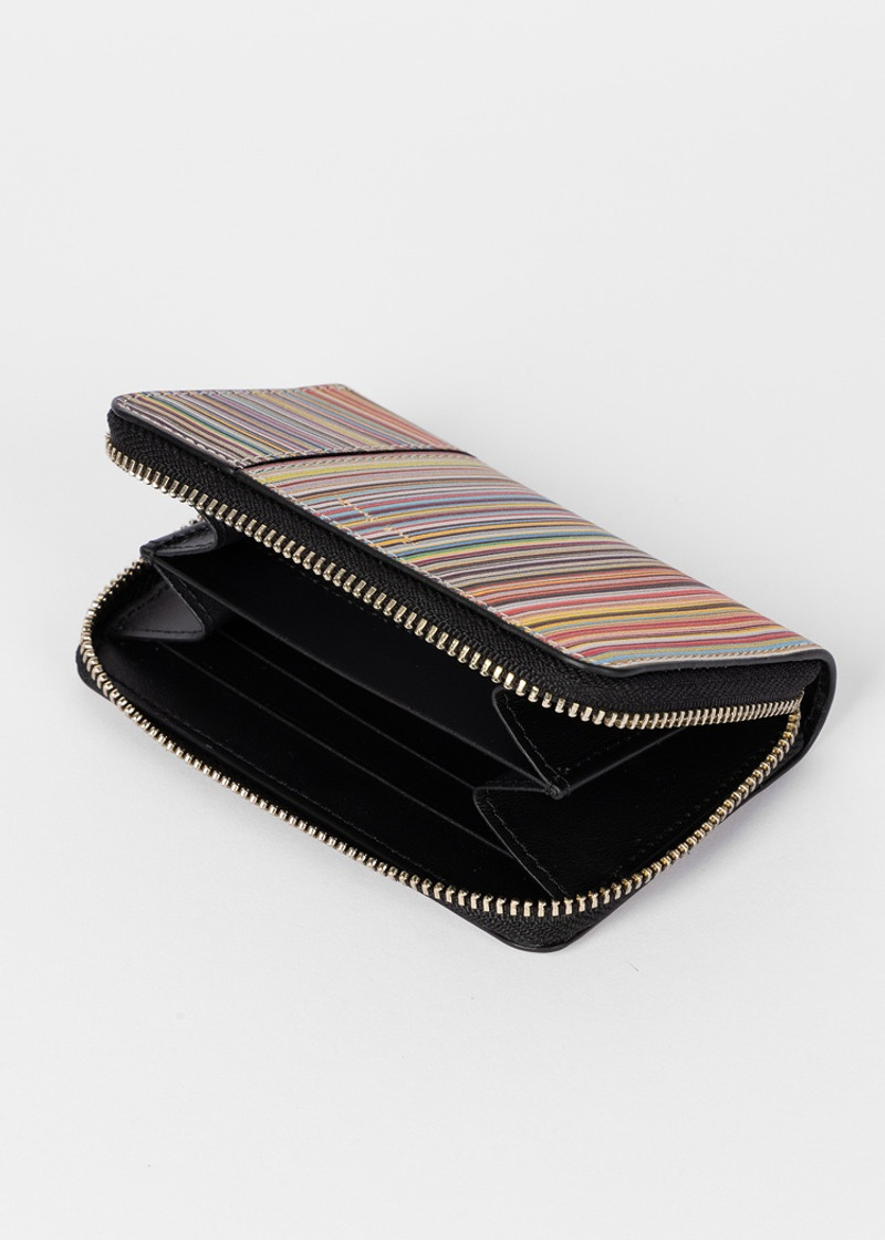 Women's Leather 'Signature Stripe' Small Zip Around Purse 4