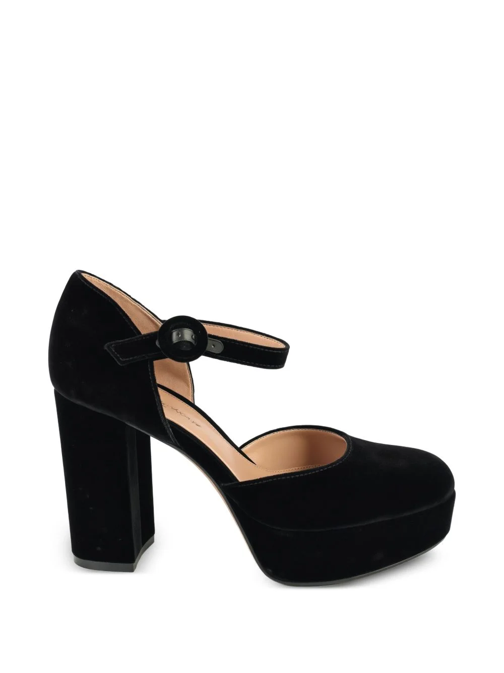 velvet platform Mary-Jane pumps - 1