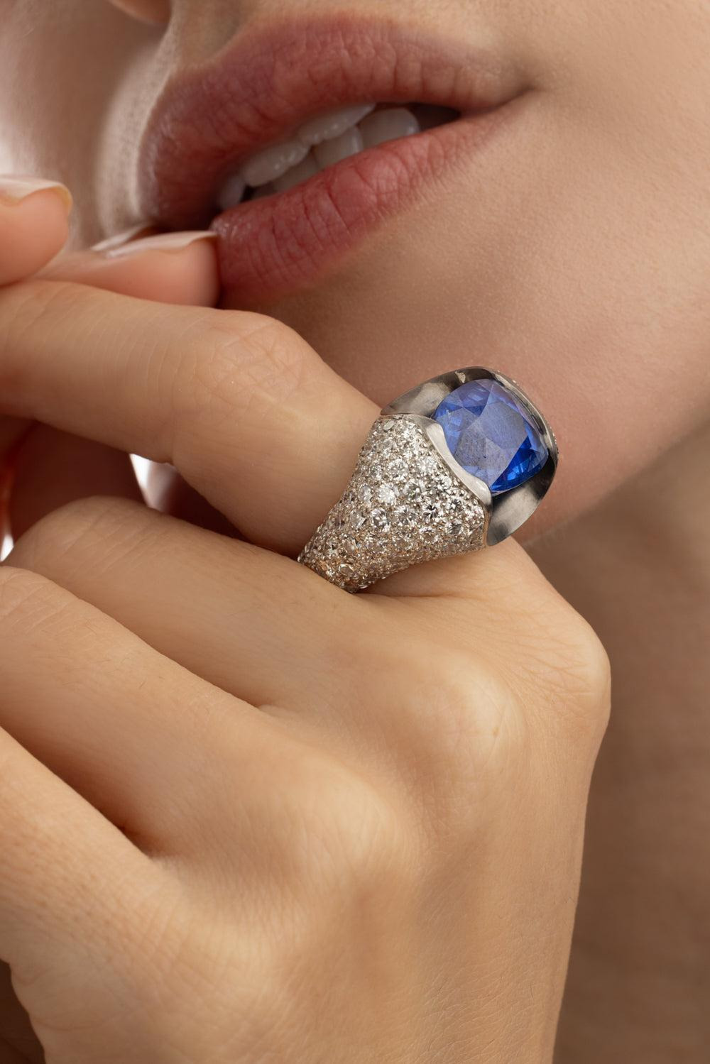 Sapphire Diamond Ring - 4