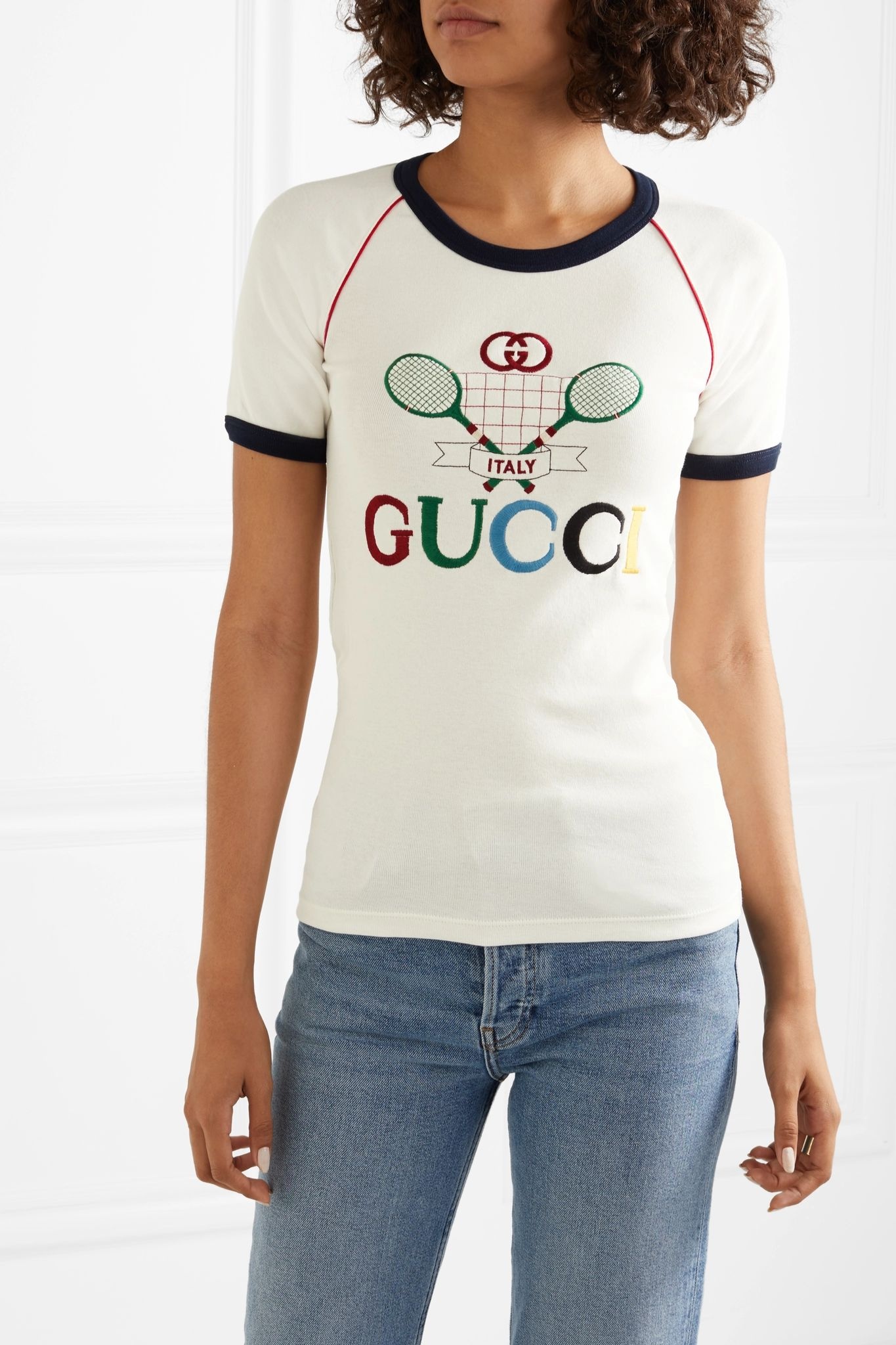 Embroidered cotton-jersey T-shirt - 3