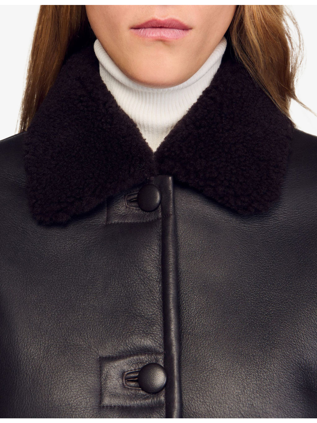 Patch-Pocket Boxy-Fit Shearling Coat - 5