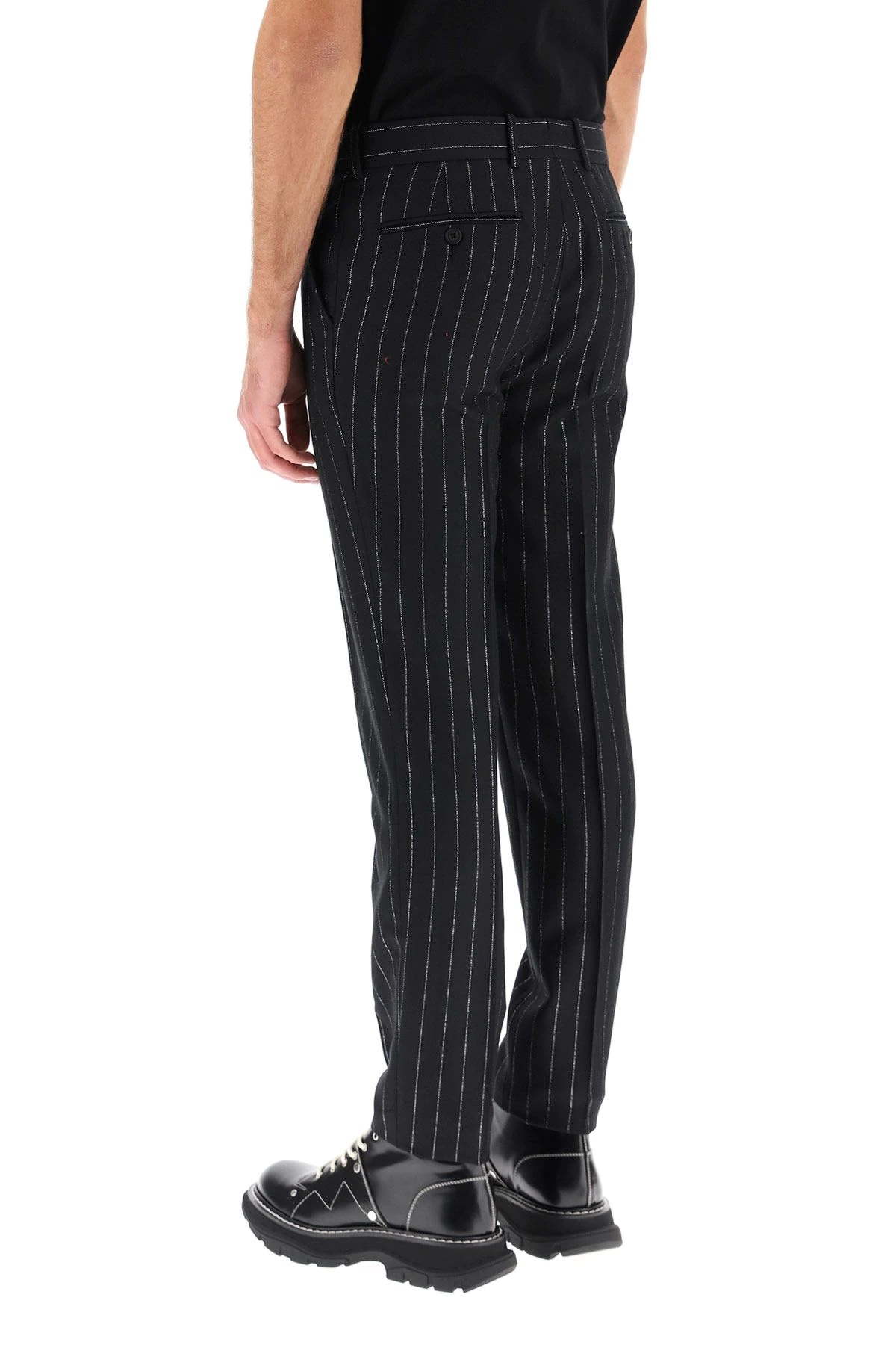 LUREX PINSTRIPE WOOL TROUSERS - 4