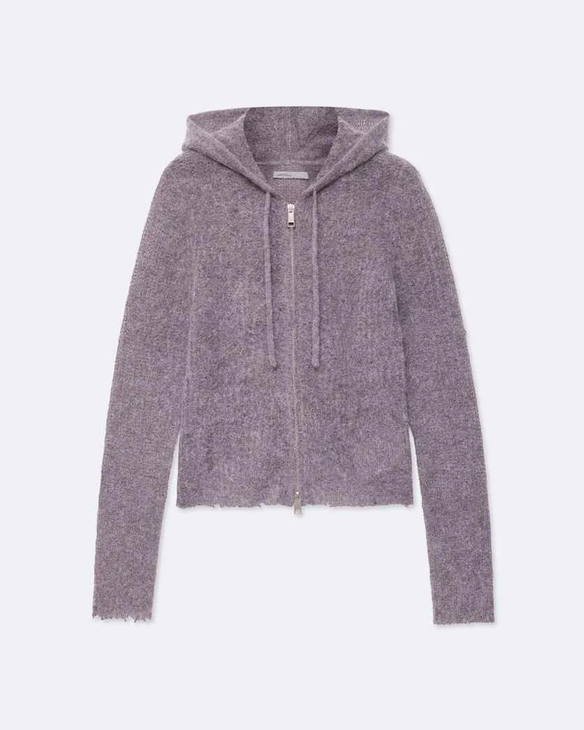 MABEL CROPPED ALPACA-BLEND HOODIE - 1