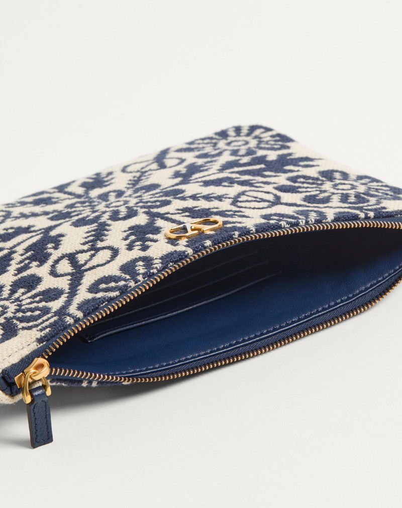 Valentino VLOGO SIGNATURE POUCH IN JACQUARD FABRIC WITH FLORAL PATTERN outlook