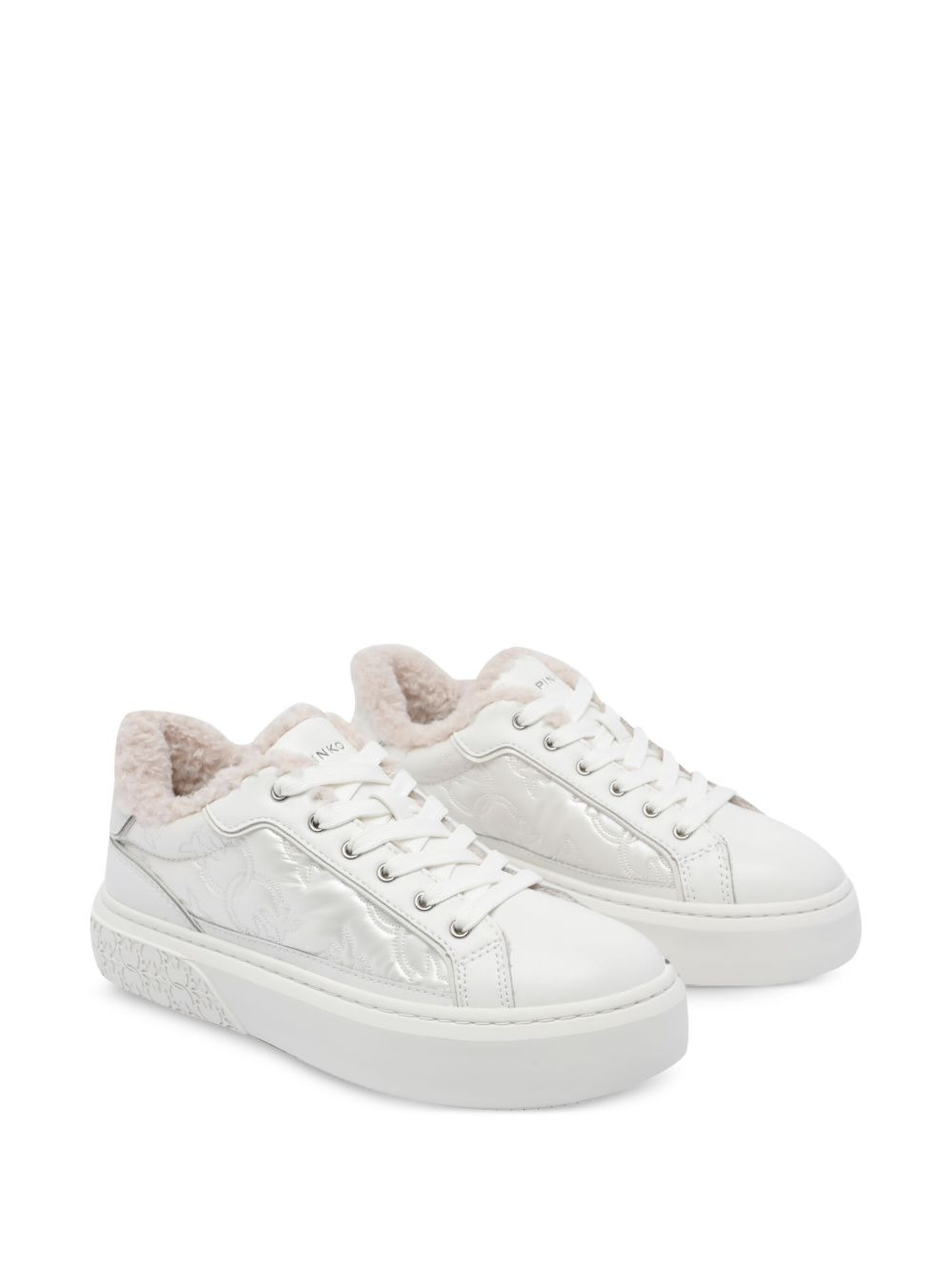 quilted-pannel fur-trim trainers - 2