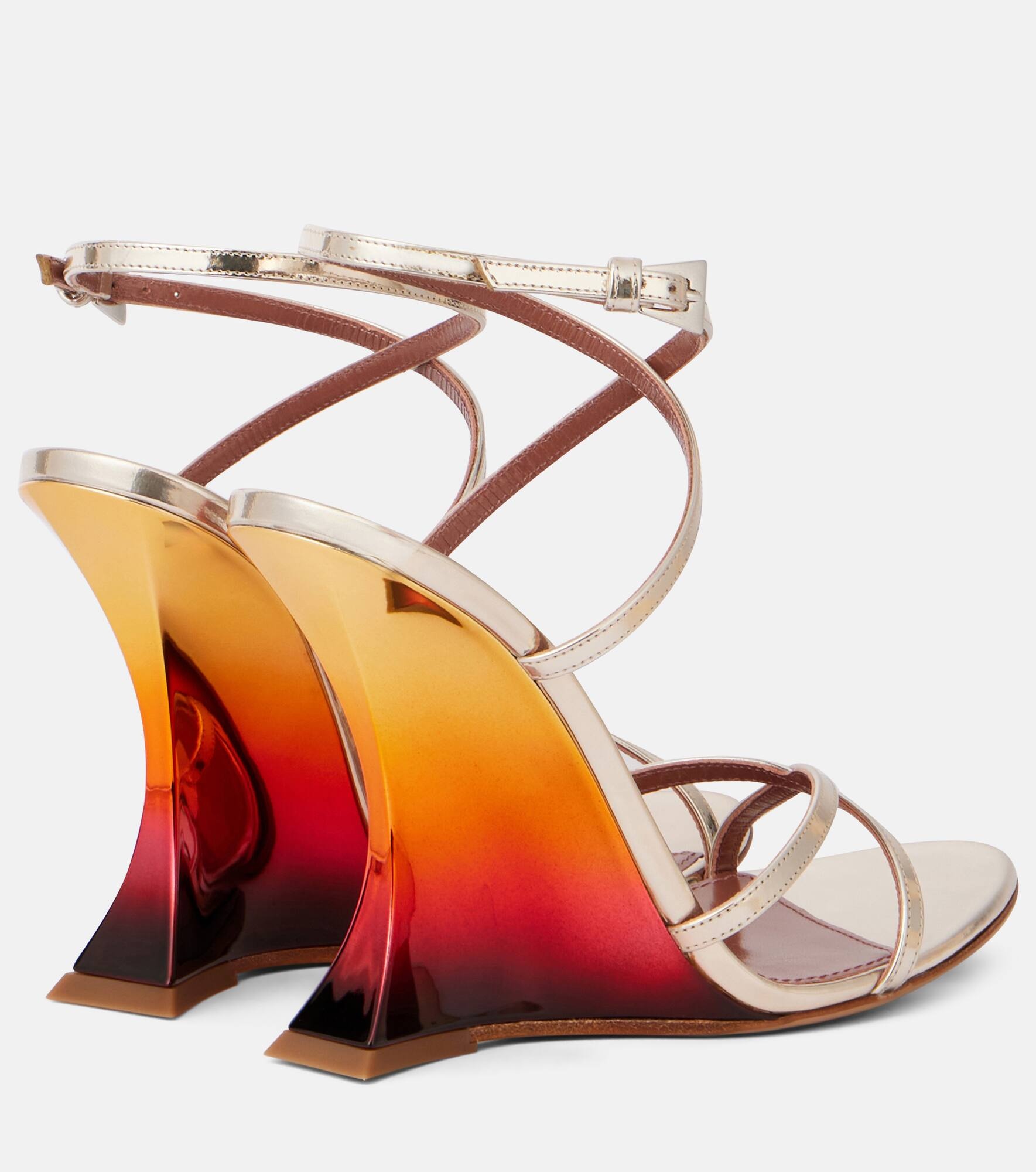Nina 105 mirrored leather wedge sandals - 2