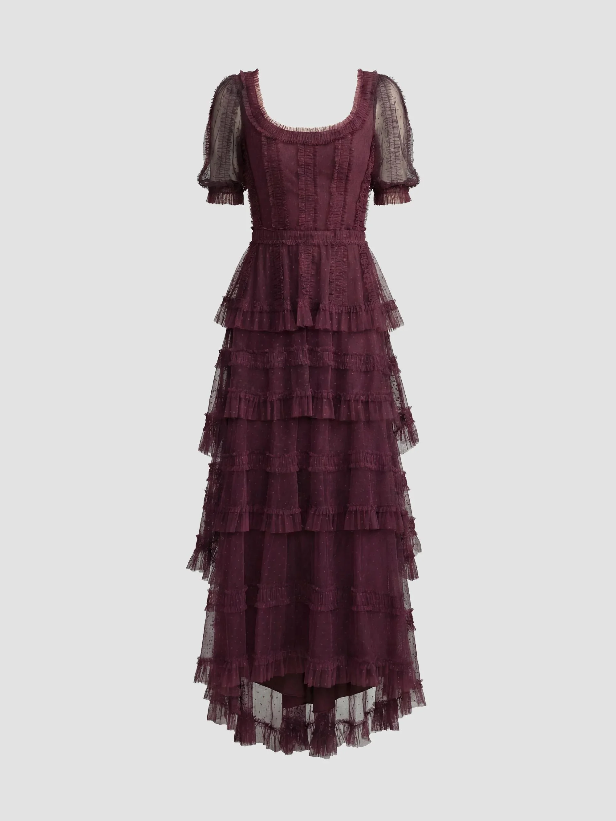 Women's Mesh Micro Ruffle Maxi Dress - Amethyst - 1