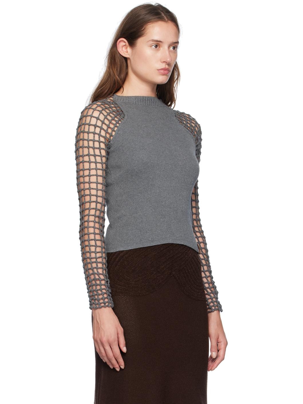 Gray Spider Net Long Sleeve T-Shirt - 2