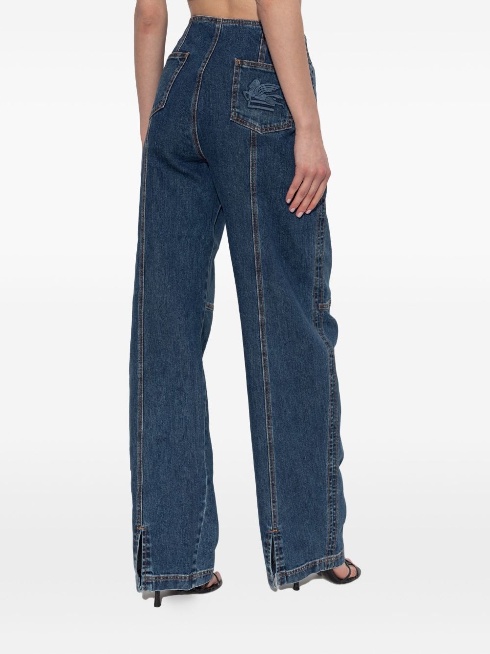 Pegaso-motif panelled jeans - 4