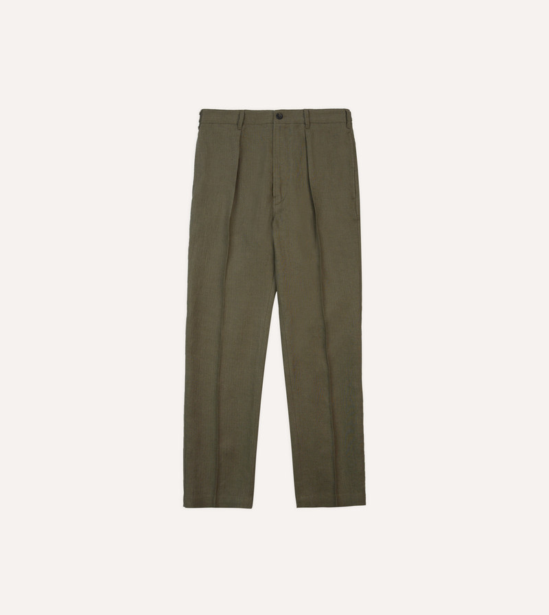 Olive Antique Linen Games Trousers - 1