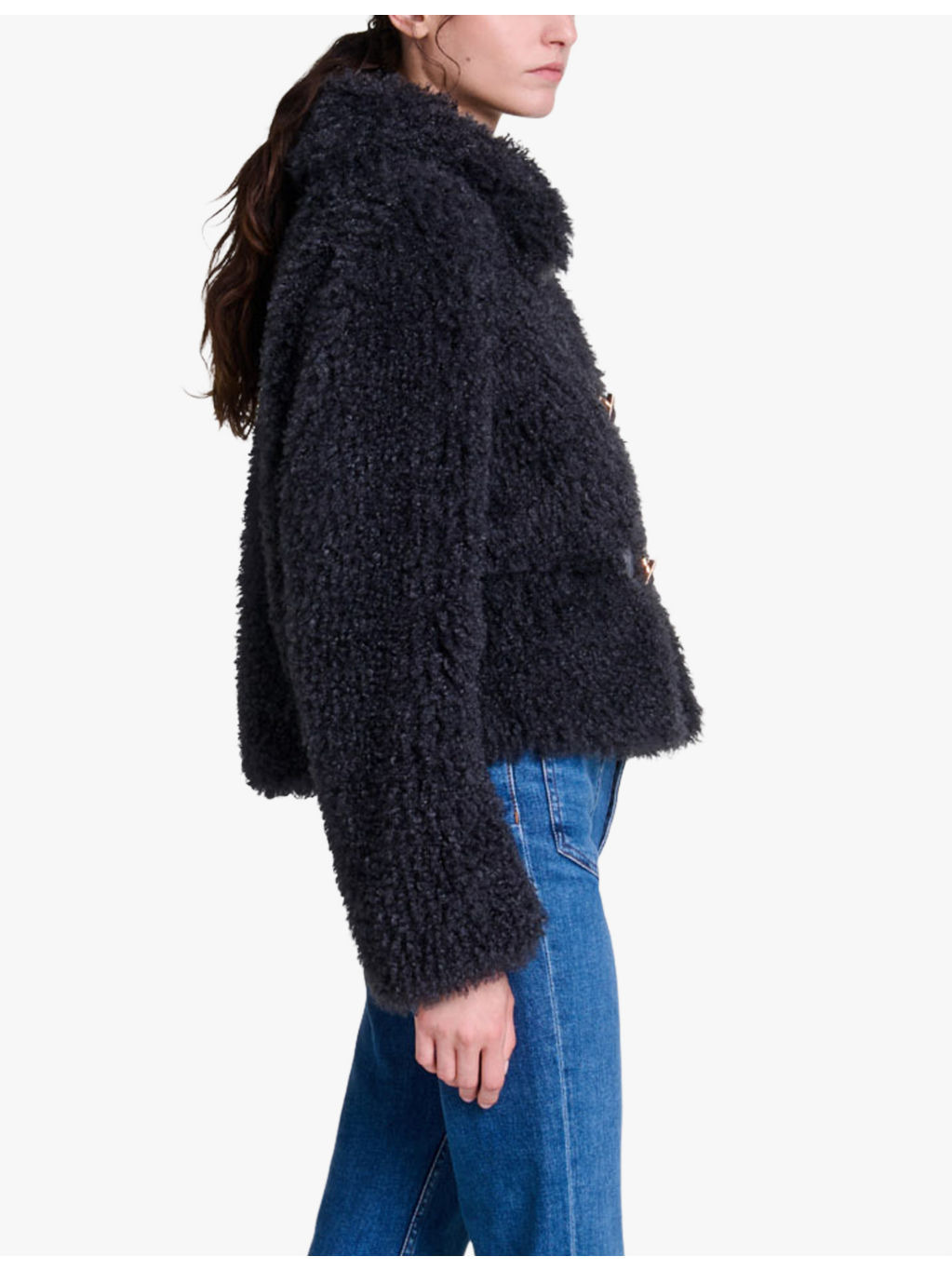 Collar long-sleeve regular-fit faux-shearling jacket - 3