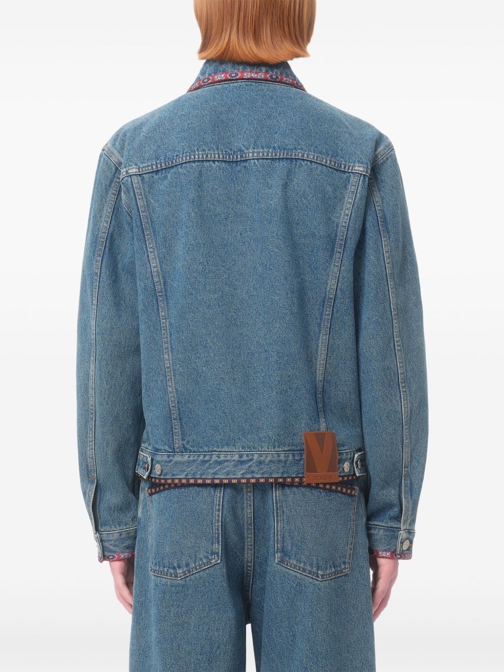 printed-trim denim jacket - 4