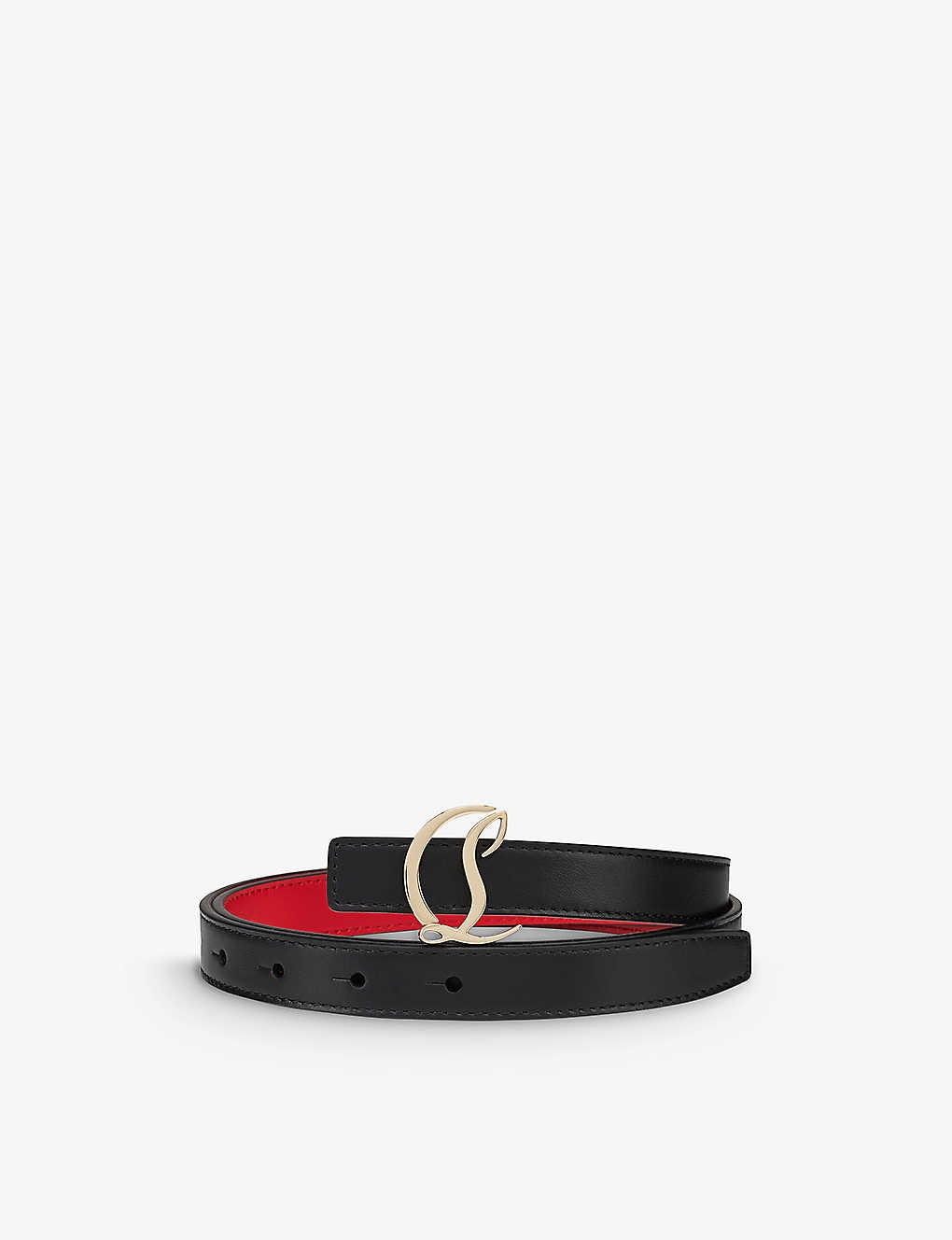 Logo-buckle grained-finish leather belt - 1