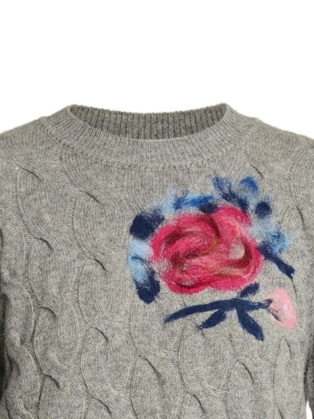 cable-knit flower-embellishment sweater - 2