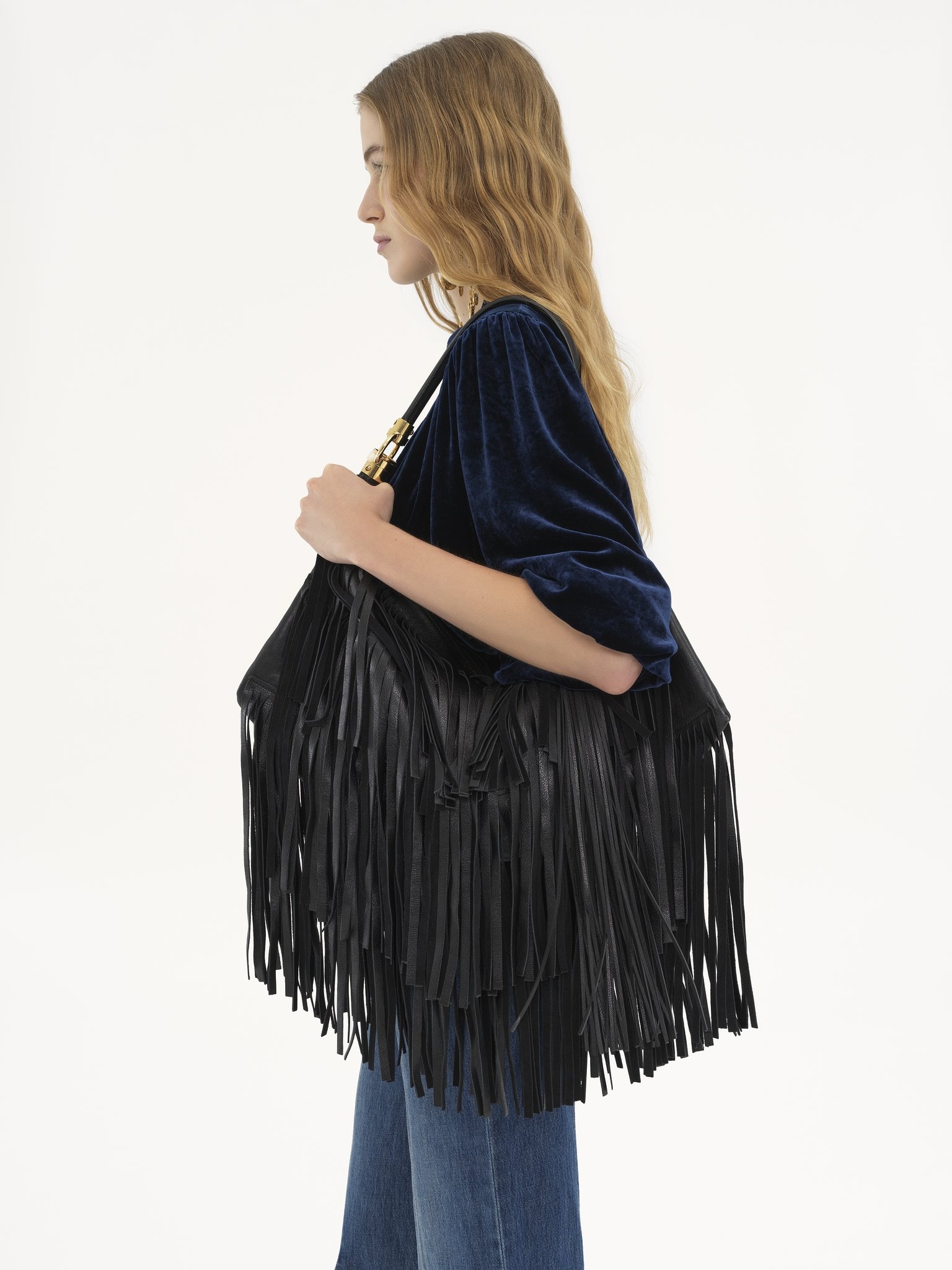 CHLOÉ FOULARD SHOULDER BAG IN FRINGED LEATHER - 2