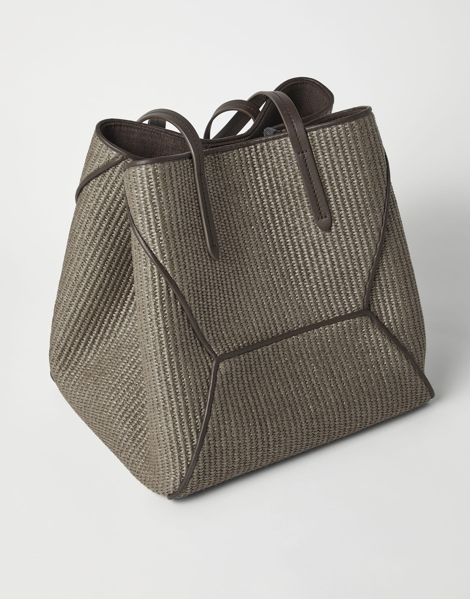 Techno raffia shopper bag with monili - 3