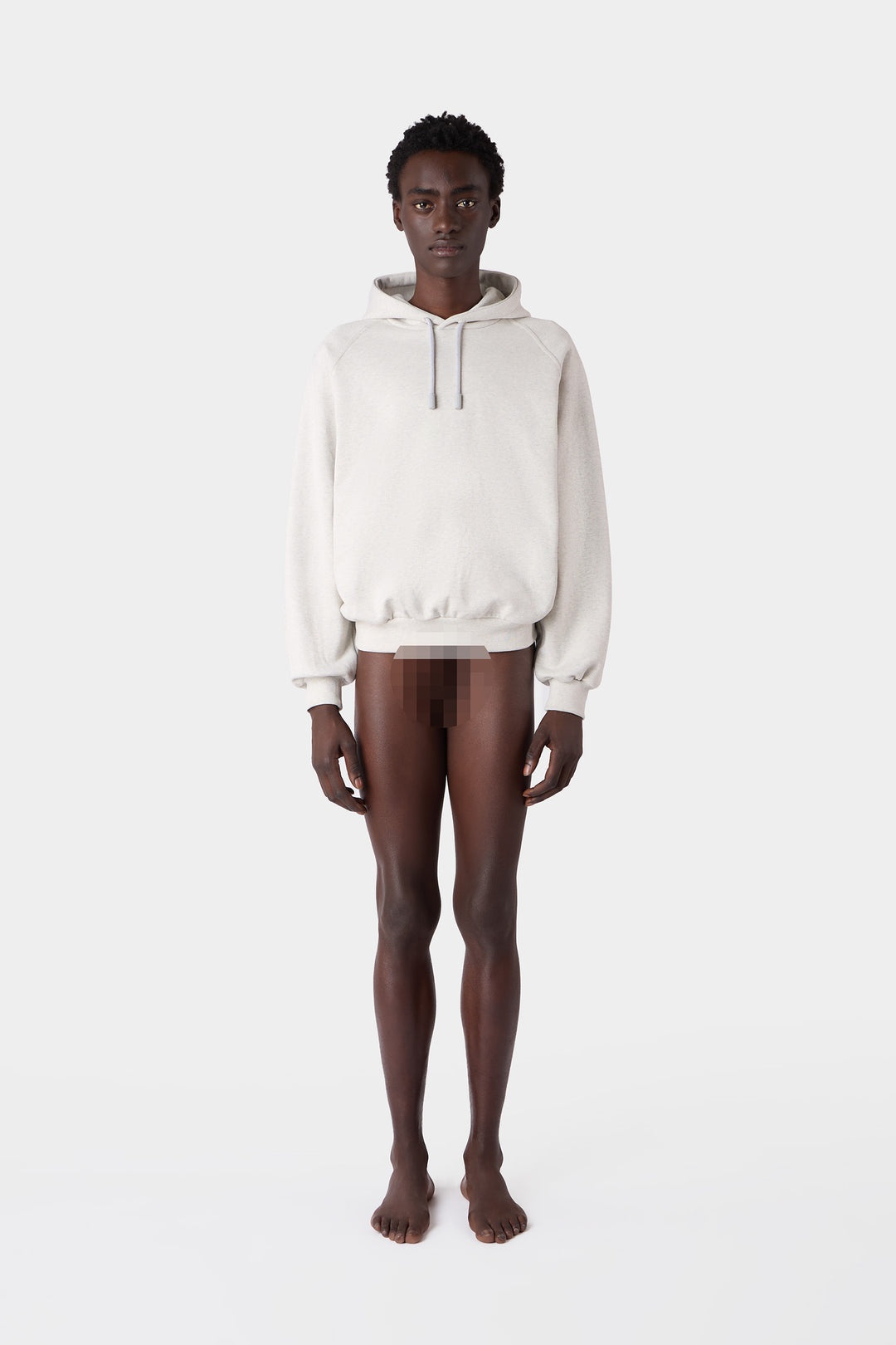 EMBROIDERED EIWS HOODIE / light grey melange - 6