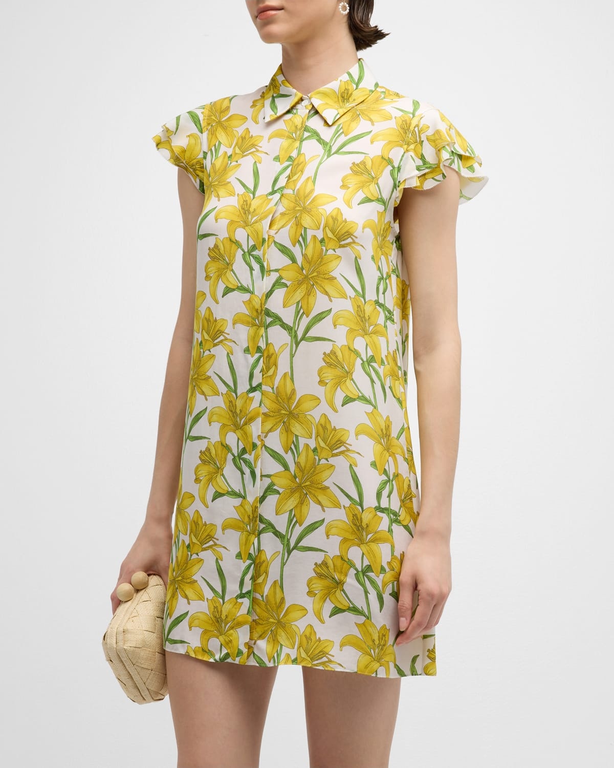 Floral Jem Ruffle-Sleeve Mini Shirtdress - 3