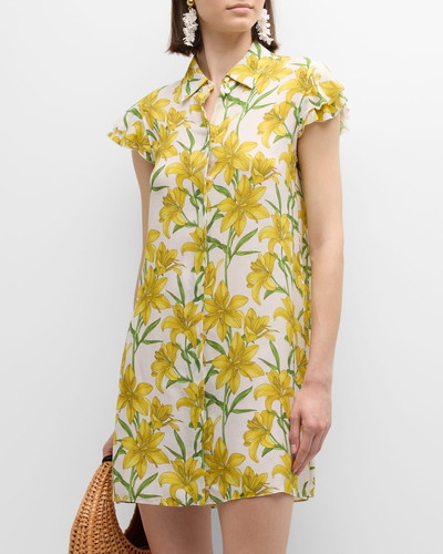 Alice + Olivia Floral Jem Ruffle-Sleeve Mini Shirtdress outlook